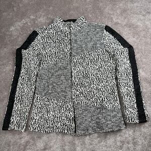Erin London Jacket Size S Black Cream Zip Up Texture Blazer Animal Corp Business